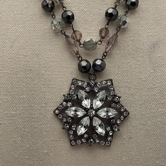 Art Deco Style Statement Necklace | Crystal Starburst Pendant - Picture 4 of 12